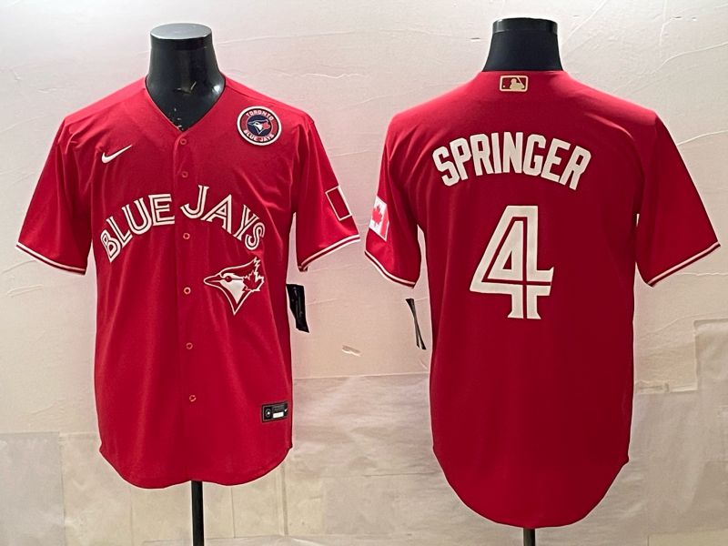 Men 2025 Toronto Blue Jays #4 Springer red Game Nike MLB Jersey 005